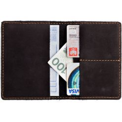 Skórzany cienki portfel slim wallet BRODRENE SW01 czarny - Czarny. Czarne portfele męskie Brødrene, bez wzorów, ze skóry. Za 79,99 zł.