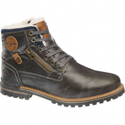 Kozaki męskie Dockers popielate. Szare buty zimowe męskie marki DOCKERS, z materiału, na sznurówki. Za 239,90 zł.