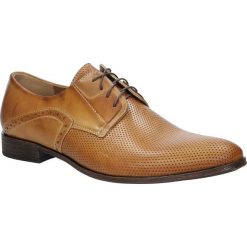 Brązowe buty wizytowe skórzane sznurowane słomka palony DUO MEN 01707E-05-L-5-010. Pomarańczowe buty wizytowe męskie marki Duo Men, na sznurówki. Za 238,99 zł.