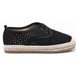 Answear - Espadryle CHC-SHOES. Czarne espadryle damskie ANSWEAR, bez wzorów, z materiału, bez obcasa, na płaskiej podeszwie. W wyprzedaży za 49,90 zł.