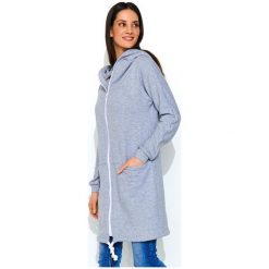 Numinou bluza damska NU_nu166 uniwersalny, szary. Szare bluzy damskie Numinou, uniwersalny, bez wzorów, z długim rękawem, długie, z kapturem. Za 339,00 zł.