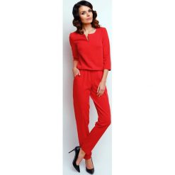 Elegancki Wyjściowy Kombinezon z Suwakiem - Czerwony. Czerwone kombinezony damskie Molly.pl, na co dzień, s, bez wzorów, eleganckie, bez kołnierzyka, bez rękawów, długie. Za 127,90 zł.