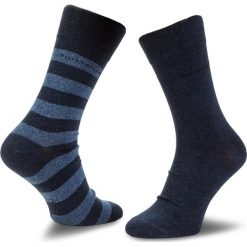 Zestaw 2 par wysokich skarpet męskich TOM TAILOR - 9545 Stripes Indigo Melange 546. Niebieskie skarpetki męskie Tom Tailor, bez wzorów, z elastanu. Za 35,00 zł.