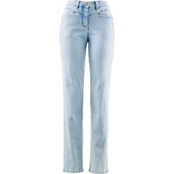 Dżinsy ze stretchem bonprix niebieski "bleached". Niebieskie boyfriendy damskie bonprix. Za 79,99 zł.