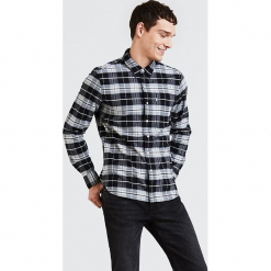 Koszula "Sunset" w kolorze szarym. Szare koszule męskie na spinki Levi's®, m, w kratkę, z bawełny, z klasycznym kołnierzykiem. W wyprzedaży za 130,95 zł.