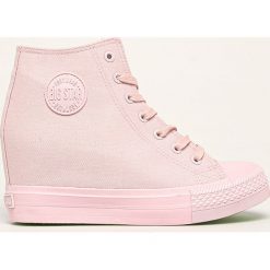 Big Star - Trampki. Różowe koturny damskie BIG STAR, bez wzorów, z gumy, na sznurówki. Za 119,90 zł.