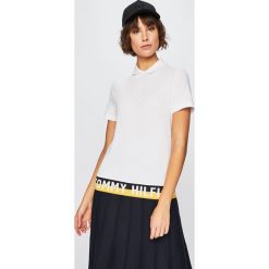 Tommy Hilfiger - Top. Białe bluzki damskie TOMMY HILFIGER, s, z aplikacjami, z elastanu, bez kołnierzyka. W wyprzedaży za 229,90 zł.