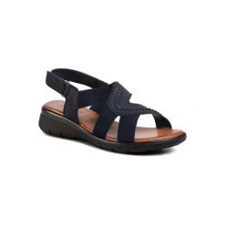 GO SOFT WI16-INES-02 Granatowy. Niebieskie sandały damskie GO SOFT, bez wzorów, ze skóry, bez obcasa, bez zapięcia. Za 119,99 zł.