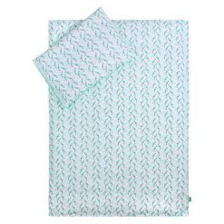 LULANDO Komplet pościeli, Ptaszki / Białe Groszki na Groszki Miętowe, 100x135 + 40x60 cm uniwersalny. Zielone komplety niemowlęce Lulando, w grochy. Za 105,39 zł.