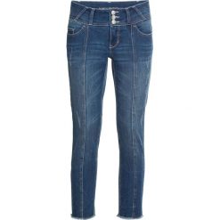 Dżinsy rybaczki SKINNY bonprix niebieski "bleached”. Niebieskie jeansy damskie bonprix. Za 109,99 zł.