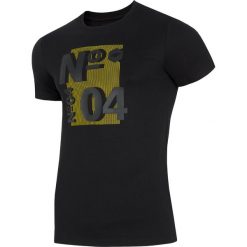 T-shirt męski TSM011 - głęboka czerń. Czarne koszulki męskie 4f, m, bez wzorów, bez kołnierzyka, bez rękawów. W wyprzedaży za 49,99 zł.