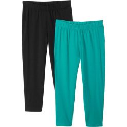 Legginsy 3/4 (2 pary) bonprix szmaragdowy + czarny. Zielone spodnie dziewczęce bonprix, w paski. Za 45,98 zł.