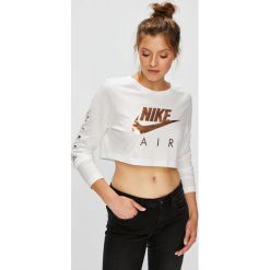 Nike Sportswear - Bluzka. Szare bluzki asymetryczne Nike Sportswear, m, z nadrukiem, z bawełny, casualowe, z okrągłym kołnierzem. W wyprzedaży za 139,90 zł.