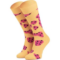 Skarpety Wysokie Unisex HAPPY SOCKS - COW1001-2000 Żółty. Żółte skarpetki damskie Happy Socks, bez wzorów, z elastanu. Za 34,90 zł.