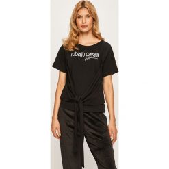 Roberto Cavalli Sport - T-shirt. Czarne topy damskie Roberto Cavalli Sport, s, z aplikacjami, z elastanu, z krótkim rękawem. W wyprzedaży za 399,90 zł.