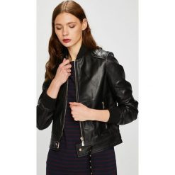 Trussardi Jeans - Kurtka skórzana. Czarne kurtki damskie jeansowe marki Trussardi Jeans, s. Za 1499,00 zł.