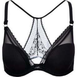 Biustonosz z fiszbiną Passionata Embrasse-Moi P55360. Czarne biustonosze Passionata, bez wzorów, z elastanu. W wyprzedaży za 149,00 zł.