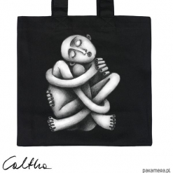 Zaplątanie - torba premium. Czarne shopper bag damskie Pakamera, z materiału. Za 79,00 zł.