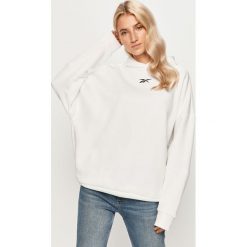 Reebok - Bluza. Białe bluzy damskie Reebok, s, bez wzorów, z bawełny, bez rękawów, z kapturem. Za 229,90 zł.