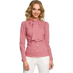 IZABELLA Koszula z kokardą i długim rękawem - czerwona. Czerwone koszule damskie Moe, s, w kratkę, z elastanu, eleganckie, ze stójką, z długim rękawem. W wyprzedaży za 119,00 zł.