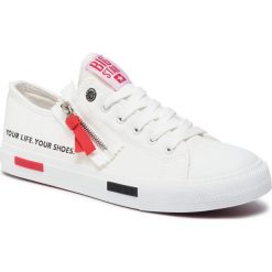 Trampki BIG STAR - EE174333 White. Białe półbuty męskie BIG STAR, na co dzień, z aplikacjami, z gumy, eleganckie, bez zapięcia. Za 109,00 zł.