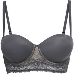 Biustonosz balkonetka bonprix szary. Szare biustonosze bonprix, bez wzorów, z koronki. Za 44,99 zł.