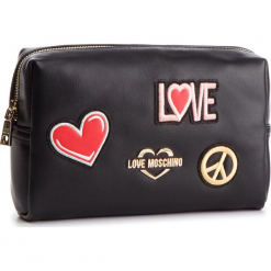 Kosmetyczka LOVE MOSCHINO - JC5300PP17LJ0000 Nero. Czarne kosmetyczki męskie marki Love Moschino, ze skóry ekologicznej. Za 339,00 zł.