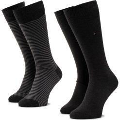 Zestaw 2 par wysokich skarpet męskich TOMMY HILFIGER - 342029001 Anthracite 201. Szare skarpetki męskie TOMMY HILFIGER, bez wzorów, z elastanu. Za 59,00 zł.