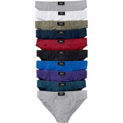 Slipy (10 par) bonprix kolorowy + jasnoszary melanż. Szare slipy męskie bonprix, s, bez wzorów. Za 74,90 zł.