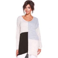 Sweter "Molly" w kolorze beżowo-szaro-czarnym. Szare bez kategorii marki 100% Maille, s, z okrągłym kołnierzem. W wyprzedaży za 108,95 zł.