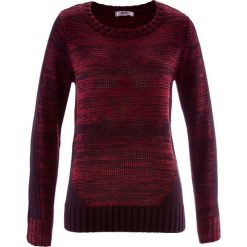Sweter, długi rękaw bonprix czerwony klonowy melanż. Czerwone swetry klasyczne damskie bonprix, z kontrastowym kołnierzykiem. Za 109,99 zł.