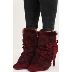 Bordowe Botki Sheepskin. Czerwone botki damskie Born2be, bez obcasa, na obcasie, na sznurówki. Za 99,99 zł.