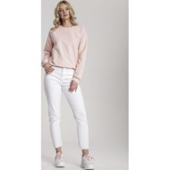 Jasnoróżowa Bluza Pirenise. Różowe bluzy damskie Renee, xl, bez wzorów, z dzianiny, z długim rękawem, długie, bez kaptura. Za 69,99 zł.