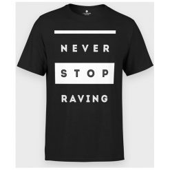 Koszulka męska Never stop raving. Koszulki męskie MegaKoszulki, m, bez wzorów, z bawełny, z podwójnym kołnierzykiem, bez rękawów. Za 54,90 zł.