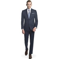 Garnitur letton 311 granatowy slim fit. Niebieskie garnitury męskie Recman, z aplikacjami, z wiskozy. Za 399,99 zł.