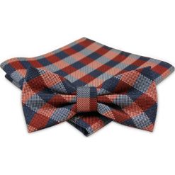 Modna Mucha Męska - Alties - Krata Miedziano-Granatowa MUALTS0240. Czerwone muszki męskie Alties, na imprezę, w paski, eleganckie. Za 39,00 zł.
