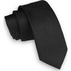 Czarny Klasyczny Męski Krawat -ALTIES- 6cm, Motyw Florystyczny, w Listki KRALTS0334. Czarne krawaty męskie Alties, z tkaniny, eleganckie. Za 39,00 zł.