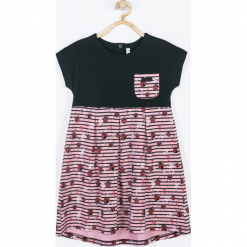 Sukienka. Czarne sukienki dziewczęce z krótkim rękawem marki LADY BUG, z nadrukiem, krótkie, mini. Za 69,90 zł.