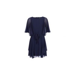 Sukienki krótkie Lauren Ralph Lauren NAVY-3/4 SLEEVE-DAY DRESS. Niebieskie sukienki damskie Lauren Ralph Lauren, bez wzorów, bez kołnierzyka, z krótkim rękawem, krótkie, mini. Za 829,00 zł.