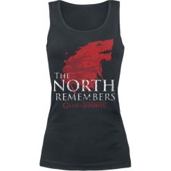 Gra o Tron House Stark - The North Remembers Top damski czarny. Czarne bluzki damskie marki Gra o Tron, l, z nadrukiem, bez kołnierzyka, bez rękawów. Za 74,90 zł.