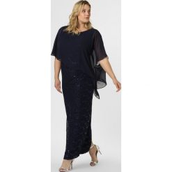 Swing - Damska sukienka wieczorowa, niebieski. Niebieskie sukienki damskie Swing, w koronkowe wzory, z szyfonu, eleganckie, bez kołnierzyka, bez rękawów. Za 549,95 zł.