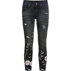 Dżinsy z haftem bonprix czarny "stone". Czarne jeansy damskie bonprix. Za 109,99 zł.