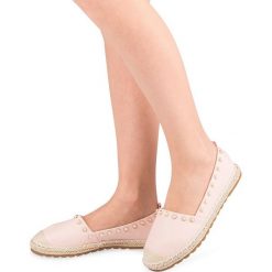 Espadryle damskie Ideal Shoes H-6556 Różowe. Różowe espadryle damskie Ideal Shoes, bez wzorów, z tworzywa sztucznego, bez obcasa, na płaskiej podeszwie. Za 55,00 zł.