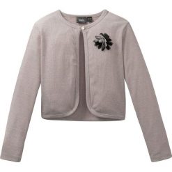 Shirt rozpinany z połyskiem i kwiatem bonprix biel wełny- czerwone złoto. Brązowe bluzki dziewczęce marki bonprix, bez wzorów, z wełny, bez kaptura. Za 54,99 zł.