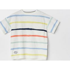 Bawełniany t-shirt w paski - Kremowy. Białe t-shirty męskie Reserved, m, w paski, z bawełny, bez kołnierzyka. Za 35,99 zł.