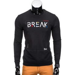 Bluzy męskie: BLUZA MĘSKA BEZ KAPTURA Z NADRUKIEM B730 – CZARNA
