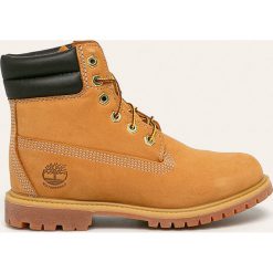 Timberland - Workery skórzane. Żółte workery damskie Timberland, ze skóry, z okrągłym noskiem, na sznurówki. W wyprzedaży za 699,90 zł.