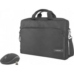 NATEC Torba na notebook Wallaroo 15,6 czarna z myszką bezprzewodową. Czarne torby na laptopa Natec, w paski, z gumy, klasyczne. Za 42,99 zł.