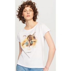 Gładki t-shirt - Biały. Białe t-shirty męskie Reserved, l. Za 29,99 zł.