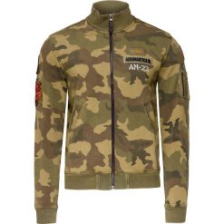 Bluza AERONAUTICA MILITARE. Brązowe bluzy męskie Aeronautica Militare, na lato, z nadrukiem, z tkaniny, militarne, ze stójką, bez rękawów, bez kaptura. W wyprzedaży za 530,00 zł.